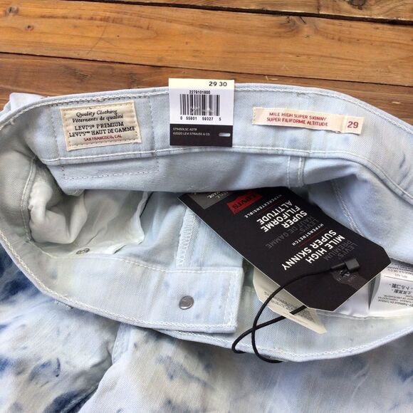 LEVI’S tie dye wash jeans mile high super skinny high rise waisted waist 29 - Picture 12 of 16